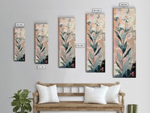 Load image into Gallery viewer, Tall Stemmed Wildflowers Abstract Background Japanese Style Tall Skinny Framed Canvas Print Wall Art
