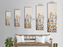 Load image into Gallery viewer, Colorful Wildflowers Whimsical Arrangement Set Against Light Background Tall Framed Canvas Print Brightening Any Space
