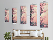 Load image into Gallery viewer, Beautiful Cherry Blossoms Blooming On Tree Branch Against Soft Pastel Background Captured Tall Framed Canvas Print Floral Home Decor
