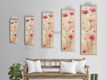 Load image into Gallery viewer, Delicate Pink Flowers with Tall Stems on a Subtle Beige Background Ukiyo-e Art Japanese Framed Canvas Print Skinny Tall Art
