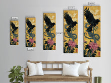 Carregar imagem no visualizador da galeria, Canvas Print Japanese Eagle In Flight Over Chrysanthemum Flowers, Bold Traditional Art For Statement Wall Piece, Cultural Home Decor

