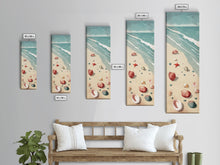 Load image into Gallery viewer, Japanese Style Art Featuring A Serene Beach Scene With Seashells And Gentle Waves, Skinny Art, Tall Art, Ukiyo-e Art, Framed Canvas Print, Wood Block Print
