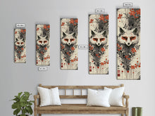Load image into Gallery viewer, Fox Head Amidst Red Flowers On Textured Background Skinny Art Wood Block Print Framed Canvas Print
