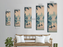 Load image into Gallery viewer, Tranquil Fishermen In Early Morning Misty Lake Scene Ukiyo-e Wood Block Skinny Tall Framed Canvas Print Japanese Style Art
