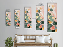 Carregar imagem no visualizador da galeria, Bright And Colorful Nasturtium Flowers Ukiyo-e Style Tall Skinny Wood Block Japanese Art Framed Canvas Print
