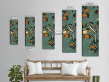 Load image into Gallery viewer, Elegant Bird Among Persimmons On A Green Canvas, Skinny Wall Art With Framed Canvas Print In Japanese Style Art For Feng Shui Decor
