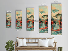 Load image into Gallery viewer, Stunning Mount Fuji With Red Bridge Reflection, Skinny Tall Framed Canvas Print, Feng Shui-Inspired Japanese Style Art For Wall Art
