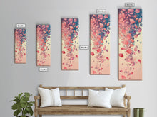 Cargar imagen en el visor de la galería, Cascading Pink Petals In Delicate Canvas, Tall Skinny Framed Wall Art For Feng Shui-Inspired Spaces, Japanese Style Art

