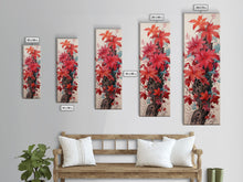 Load image into Gallery viewer, Vibrant Red Leaves On A Gnarled Tree Trunk, Tall Skinny Canvas Print For Feng Shui Decor, Japanese Style Wall Art
