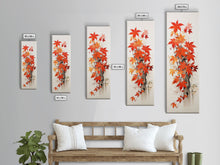 Carregar imagem no visualizador da galeria, Brilliant Red Leaves On A Twisted Tree, Framed Canvas Print In Skinny Tall Style, Ideal For Feng Shui Wall Art In Japanese Style Art
