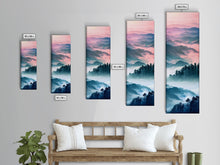 Load image into Gallery viewer, Dreamy Layers Of Misty Mountains At Dawn – Framed Canvas Print Skinny Art And Tall Art, Emphasizing Ukiyo-E Art And Japanese Style Art
