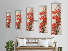 Load image into Gallery viewer, Striking Red Leaves And Berries On A Gnarled Tree, Tall Skinny Canvas Print For Feng Shui-Inspired Wall Art, Japanese Style Art

