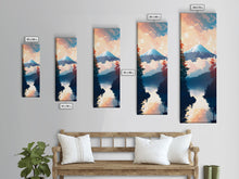 Load image into Gallery viewer, Skinny Art Tall Art Framed Canvas Print Japanese Style Art Mount Fuji At Sunrise Reflection Wood Block Print Ukiyo-e Feng Shui Wall Art
