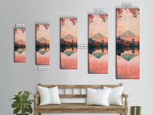 Load image into Gallery viewer, Skinny Art Tall Art Framed Canvas Print Japanese Style Art Mount Fuji Lake Reflection Red Maple Wood Block Print Ukiyo-e Feng Shui Wall Art
