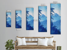 Load image into Gallery viewer, Skinny Art Tall Art Framed Canvas Print Japanese Style Art Blue Mount Fuji Forest Wood Block Print Ukiyo-e Feng Shui Wall Art
