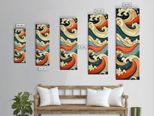 Carregar imagem no visualizador da galeria, Abstract Wave Pattern With Vibrant Colors - Skinny Art Tall Art Framed Canvas Print Japanese Style Art Ukiyo-e Art
