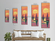 Load image into Gallery viewer, Sailing Boats In The Sunset Over Serene Waters In Japanese Style Ukiyo-e Art Framed Canvas Print Skinny Art Tall Art
