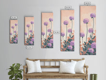 Carregar imagem no visualizador da galeria, Beautiful Purple Flowers Standing Tall In Japanese Style Ukiyo-e Art Framed Canvas Print Skinny Art Tall Art
