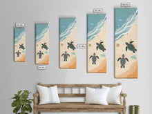 Load image into Gallery viewer, Sea Turtles On Japanese Beach Canvas Print, Ukiyo-e Woodblock Style, Framed Canvas Print, Tall Skinny Japanese Wall Art, Ready To Hang

