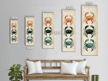 Load image into Gallery viewer, Coastal Crabs Skinny Art Tall Art Japanese Ukiyo-e Inspired Nautical Framed Canvas Print for Beach House or Ocean Lovers
