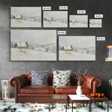 Cargar imagen en el visor de la galería, Farmhouse In The Winter, Framed Canvas Print, Christmas Scenary Landscape Painting, Americana Art, Custom Artwork Original
