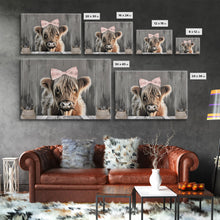 Carregar imagem no visualizador da galeria, Framed Wall Art Texas Cattle, Wood Framed Canvas Print, Farmhouse Decor, Minimalist Rustic Farmhouse Painting, Cute Nursery Wall Art
