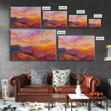 Carregar imagem no visualizador da galeria, Arizona Desert Sunset Art Print - Framed Canvas Metal or Oil Painting - Southwestern Decor
