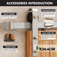 Load image into Gallery viewer, Non-Bypass Sliding Barn Door Hardware Kit - Classic Design Roller - Silver Finish
