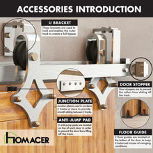 Load image into Gallery viewer, Double Track U-Shape Bypass Sliding Barn Door Hardware Kit - Diamond Design Roller
