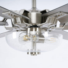 Cargar imagen en el visor de la galería, 70&quot; Modern Brushed Nickel DC Motor Downrod Mount Ceiling Fan with Lighting and Remote Control
