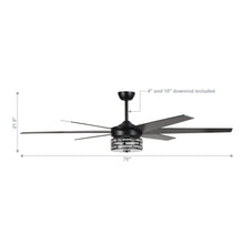 Cargar imagen en el visor de la galería, 70&quot; Modern DC Motor Downrod Mount Reversible Ceiling Fan with Lighting and Remote Control
