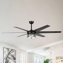 Cargar imagen en el visor de la galería, 70&quot; Modern DC Motor Downrod Mount Reversible Ceiling Fan with Lighting and Remote Control
