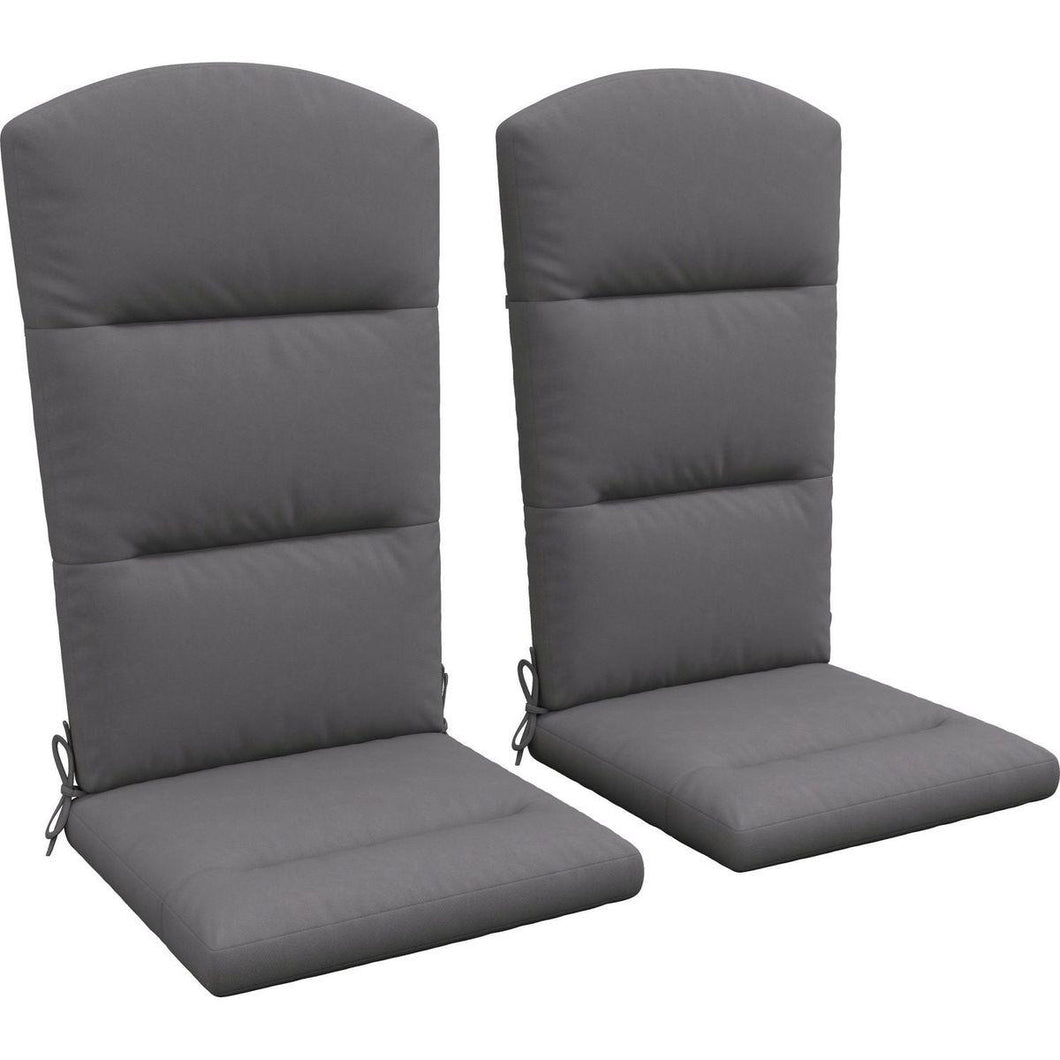 2 Piece Adirondack Chair Cushions, 59 x 20.5 x 2 inch Outdoor Chair Cushions for Fire Pit Chairs with Seat, Back, Ties, Water Repellent Replacement Patio Seat Pads, Gray