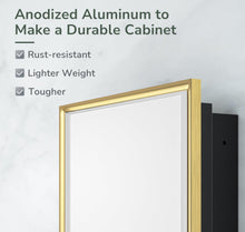 Load image into Gallery viewer, TokeShimi 20x26 Recessed Medicine Cabinet Bathroom Vanity Mirror Gold Metal Framed Surface Wall Mounted with Aluminum Alloy Beveled Edges Design 1 Doo
