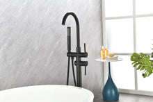 Cargar imagen en el visor de la galería, Mount Bathtub Faucet Freestanding Tub Filler Matte Black Standing High Flow Shower Faucets with Handheld Shower Mixer Taps Swivel Spout
