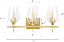 Load image into Gallery viewer, VONLUCE Bathroom Vanity Light, 3 Light Bathroom Light Fixture Over Mirror, Bathroom Wall Lamp with Clear Glass, Modern Gold Vanity Lighting fixtures
