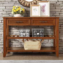 Load image into Gallery viewer, Console Sofa Table with 2 Storage Drawers and 2 Tiers Shelves, Mid-Century Style 42&quot; Solid Wood Buffet Sideboard for Living Room Furniture Kitchen Dining Room Entryway Hallway, Brown

