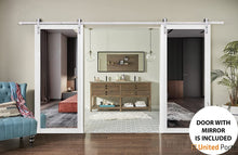 Load image into Gallery viewer, Lucia 1299 Matte White Double Barn Door with Mirror Glass and Silver Finish Rail
