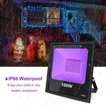 Load image into Gallery viewer, 100W LED UV Black Light Flood Light for Mesmerizing Glow Effects - Ideal for Neon Colors, Reactive Pigments, and Fluorescent Artistry
