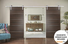 Cargar imagen en el visor de la galería, Planum 0020 Chocolate Ash Double Barn Door and Silver Rail
