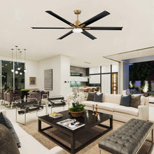 Cargar imagen en el visor de la galería, 72&quot; Bankston Modern DC Motor Downrod Mount Reversible Ceiling Fan with Lighting and Remote Control
