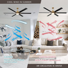 Cargar imagen en el visor de la galería, 72&quot; Bankston Modern DC Motor Downrod Mount Reversible Ceiling Fan with Lighting and Remote Control
