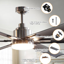 Cargar imagen en el visor de la galería, 72&quot; Bankston Modern DC Motor Downrod Mount Reversible Ceiling Fan with Lighting and Remote Control
