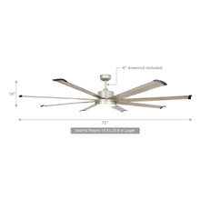 Cargar imagen en el visor de la galería, 72&quot; Bankston Modern Satin Nickel DC Motor Downrod Mount Ceiling Fan with LED Lighting and Remote Control
