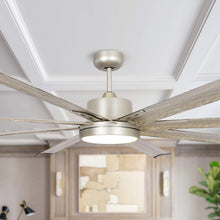 Cargar imagen en el visor de la galería, 72&quot; Bankston Modern Satin Nickel DC Motor Downrod Mount Ceiling Fan with LED Lighting and Remote Control
