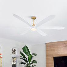 Cargar imagen en el visor de la galería, 72&quot; Jaydn Farmhouse Satin Nickel DC Motor Downrod Mount Reversible Ceiling Fan with Lighting and Remote Control
