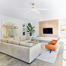 Load image into Gallery viewer, 72&quot; Jaydn Farmhouse Satin Nickel DC Motor Downrod Mount Reversible Ceiling Fan with Lighting and Remote Control
