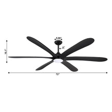 Cargar imagen en el visor de la galería, 72&quot; Jaydn Farmhouse Satin Nickel DC Motor Downrod Mount Reversible Ceiling Fan with Lighting and Remote Control
