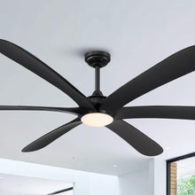 Cargar imagen en el visor de la galería, 72&quot; Jaydn Farmhouse Satin Nickel DC Motor Downrod Mount Reversible Ceiling Fan with Lighting and Remote Control
