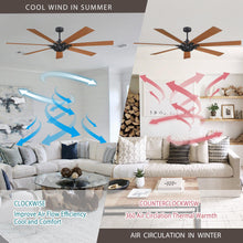 Cargar imagen en el visor de la galería, 72&quot; Farmhouse DC Motor Brushed Nickel Downrod Mount Reversible Ceiling Fan with Remote Control
